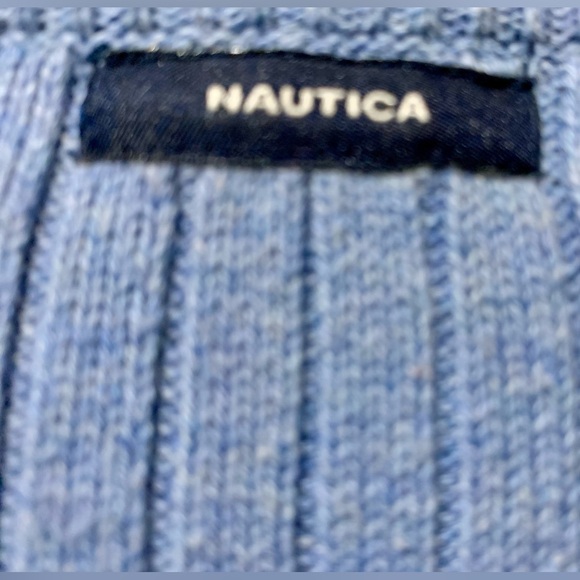 LN NAUTICA MENS COLOR BLOCK SWEATER. HALF ZIP FRONT COLLAR, LONG SLEEVES. - Picture 5 of 8